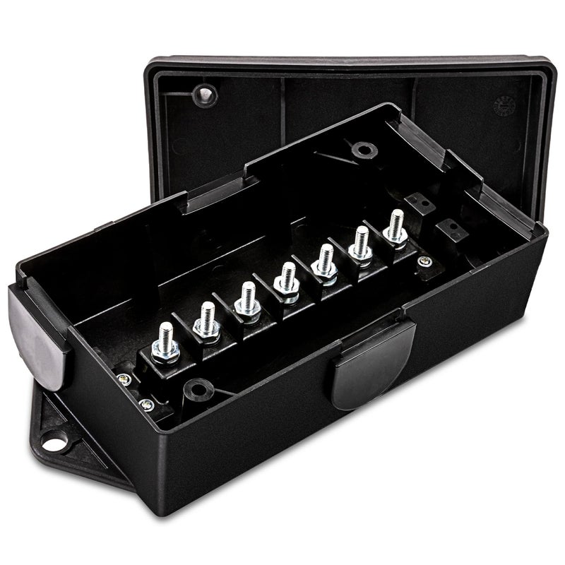 ONLINE LED STORE صندوق تقاطع 7 طرق True Mods لتوصيل أسلاك المقطورة [تحكم في الفرامل والإضاءة] طرف توصيل كابل سلكي 7 دبابيس كتلة توزيع مقاومة للماء للمركبات الترفيهية والقوارب والمخيمات والسفر والمقطورات شبه المقطورة - Image 1